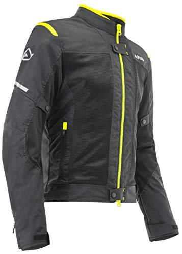 Acerbis Ramsey Vented - Chaqueta textil para moto, color negro/neón/amarillo, S