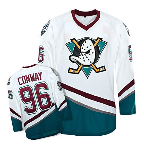 Aitry Traje de Hockey sobre Hielo Conway 96# Parche de Equipo de Pato de Manga Larga Blanco Jersey de Hielo Bordado Jugador de Hielo Jersey