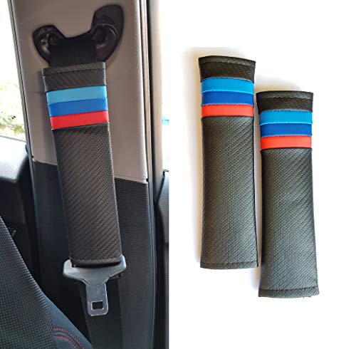 Almohadillas para cinturón de seguridad de coche, correas de piel de fibra de carbono, para BMW M Sport Series Mini