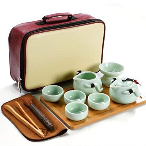AOJIAOGUI Outdoor Travel Tea Set Portable Chinese Kung Fu Tea Mug teapot Kettle Ceramic Portable Tea Set Tea Ware Sets,See Chart