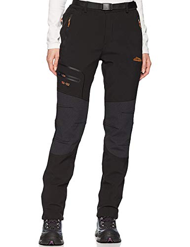 BenBoy Pantalones de Nieve Montaña Mujer Impermeables Invierno Calentar Pantalones Trekking Escalada Senderismo Esquiar Softshell,KZ1672W-Black-XS