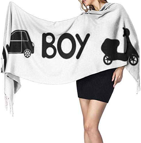 Bufanda suave de cachemira,Pashmina Shawl Wrap para mujer,Con negro Word Boy y coche,ciclomotor, bicicleta - elegante
