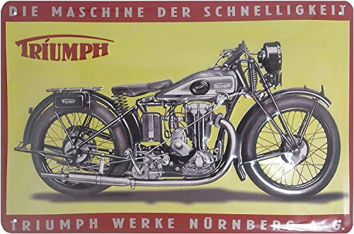 Cartel publicitario retro de Triumph con diseño de moto de Núremberg, un clásico, de alta calidad, 30 x 20 cm