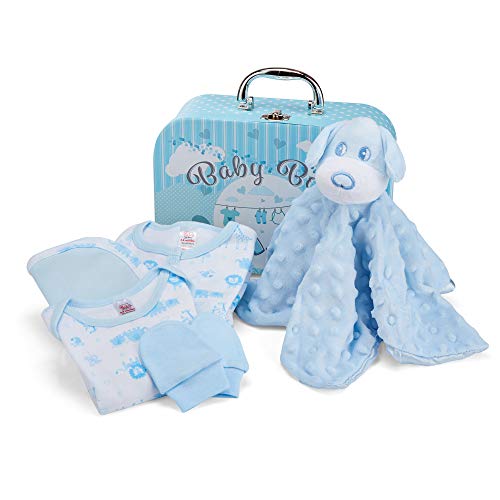 Cesta para Bebé para Regalo Baby Shower Niño con Accesorios para Recién Nacido – Incluye Manta de Seguridad Dodou – Body para Bebé – Pijama para Bebé – Babero de Algodón y Manoplas