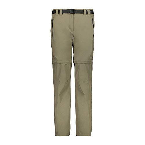 CMP Pantaloni Zip-Off Stretch 38t5116 Pantalón, Mujer, Kaki, 50