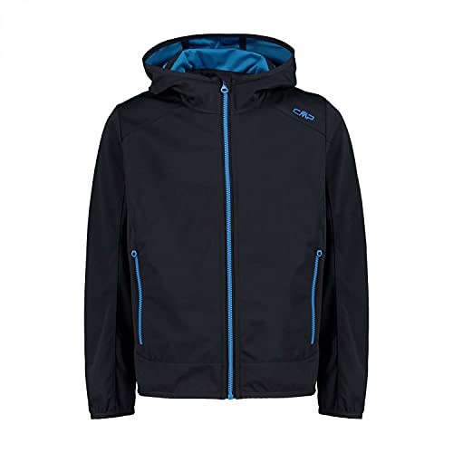 CMP Softshell Jacket with Fixed Hood Chaqueta, Chico, Anthracite-Blue Teal, 128 CMP Softshell Jacket with Fixed Hood Chaqueta, Chico, Anthracite-Blue Teal, 128