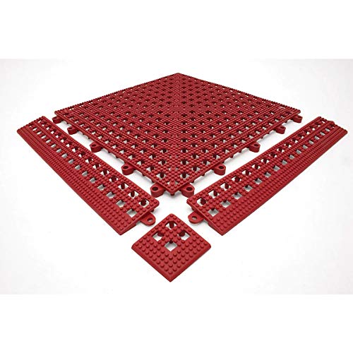 COBA Red Female Edge Flexi-Deck Tiles (Pack of 3) - [GH605]
