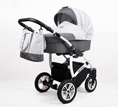 Cochecito de bebe 3 en 1 2 en 1 Trio Isofix silla de paseo Queen by SaintBaby Grey Braid 3in1 con Silla de coche
