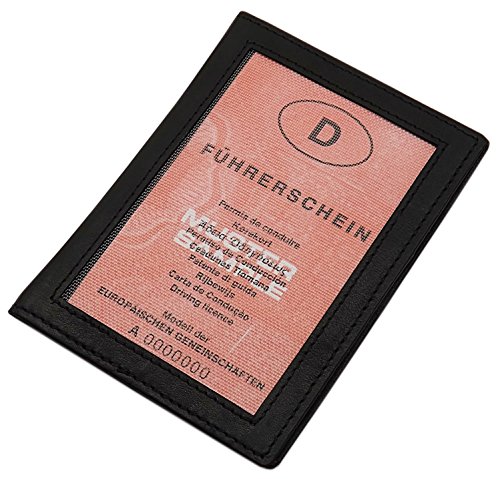 Cuero Tarjetero para documento de Identidad en Cuero de beccero o Cuero de búfalo MJ-Design-Germany (Beccero Negro) Cuero Tarjetero para documento de Identidad en Cuero de beccero o Cuero de búfalo MJ-Design-Germany (Beccero Negro)