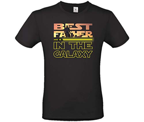 DND DI D'ANDOLFO CIRO Camiseta de hombre negra Best Father in The Galaxy – Regalo Día del Padre o cumpleaños – Mejor Padre de la Galaxia Negro L