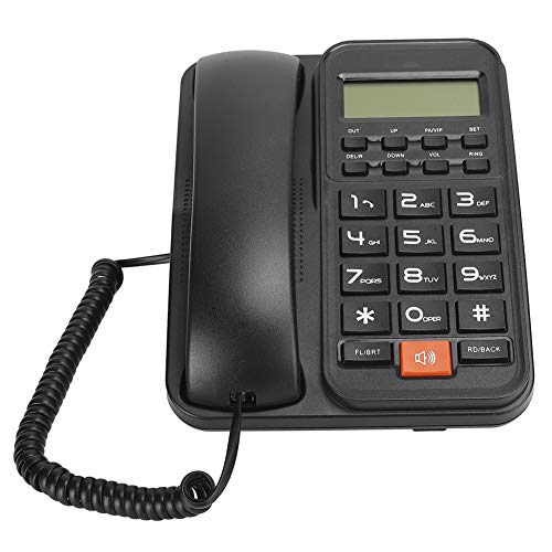 Dpofirs KX-T2024CID Teléfono Fijo Residencial con Cable, Teléfono Fijo de Color Negro de Escritorio y de Pared, Teléfono Fijo Compatible con DTMF/FSK para el Hogar, Hotel, Oficina(Negro)