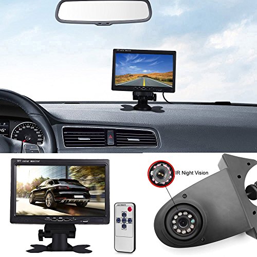 Dynavsal Kit de cámara del estacionamiento del 7 pulgadas TFT LCD de pantalla Auto Monitor + HD IR de visión nocturna luz de freno de cámara de visión trasera cámara de reserva Negro