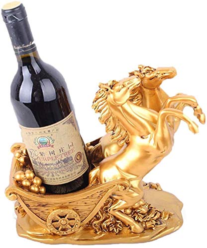 Estantería de vino Vino soporte de exhibición, Europeo Champagne doble del caballo vino de coches en rack Resina Artesanía Adornos conveniente for el hogar de la sala gabinete del vino decoración, Ama