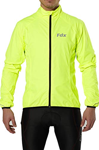 FDX Chaqueta de ciclismo para hombre, impermeable, transpirable, ligera, reflectante, de alta visibilidad, para deportes al aire libre, ciclismo, chaqueta plegable