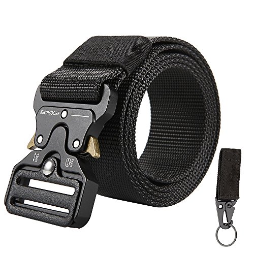FEIKCOR Cinturón táctico para hombres Cinturón resistente para correas ajustables Cinturones de nylon de estilo militar 49" (Black)