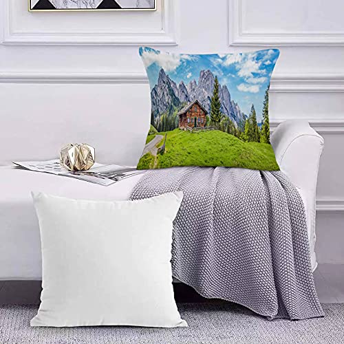 Funda de Cojín Funda de Almohada del Hogar Vista panorámica del Paisaje escénico en los Alpes con Tradicional Chalet de montaña Sofá Throw Cojín Almohada Caso de la Cubierta para 45x45cm