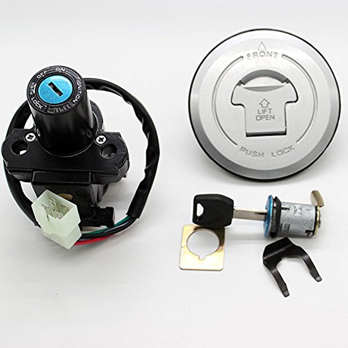 FXCNC Racing CNC Scooter 3 Wire Ignition Switch Fuel Gas Cap Cover With Key Lock Set Motorcycle Accessories Compatible with Honda CBR 600RR 03-06,FMX 650 05-06 CB250