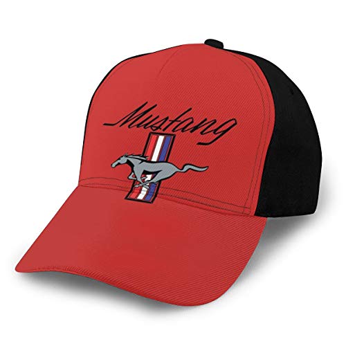 Gorra de béisbol con emblema de Ford Mustang clásico, ajustable, color negro
