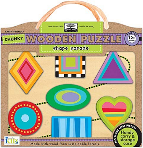 Green Start Shape Parade Chunky Wooden Puzzle: Earth Friendly Puzzles with Handy Carry & Storage Case (Green Start Chunky Wooden Puzzles)
