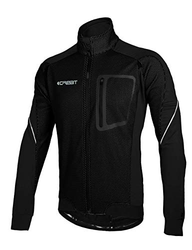 iCreat Air Jacket - Chaqueta impermeable para hombre, cortavientos, para ciclismo, ciclismo de montaña, reflectante, forro polar cálido para otoño, tallas M a XXXL Color negro. M