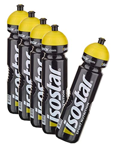 Isostar Sport Drinking Bottle 1000 ml - BPA-Free - Botella de Agua para Correr, Montar en Bicicleta, Gimnasio, Senderismo - Cierre Push & Pull práctico y estanco (5x1000 ml)