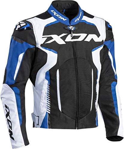 Ixon - Chaqueta de moto gira negro, blanco, azul, talla S