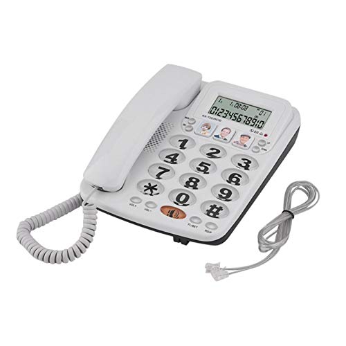 Jingyig Blanco, 2 líneas, último número, rellamada, Sonido Claro, teléfono con Cable clásico, teléfono residencial, para Oficina en casa