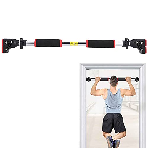 Joyhoop Barra de dominadas ajustable, barra de puerta de 70 – 90 cm con cerradura de seguridad sin tornillos, compatible con paredes de marco de puerta para ejercicios de fitness.