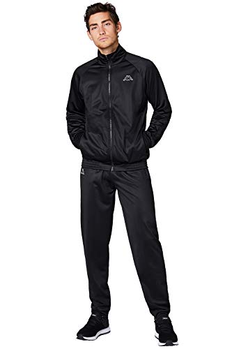 Kappa Chándal Villos para hombre, cómodo tracksuit para deportes, ocio y viajes, los pantalones de jogging y chaqueta de entrenamiento son transpirables, de secado rápido, tallas S-XXL Negro XL
