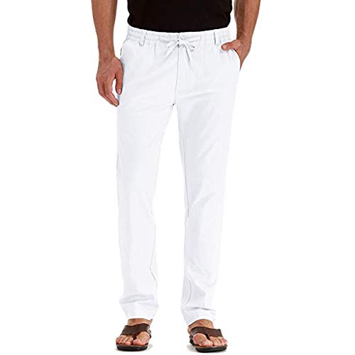Keeards- Pantalón elástico para hombre, corte ajustado blanco M