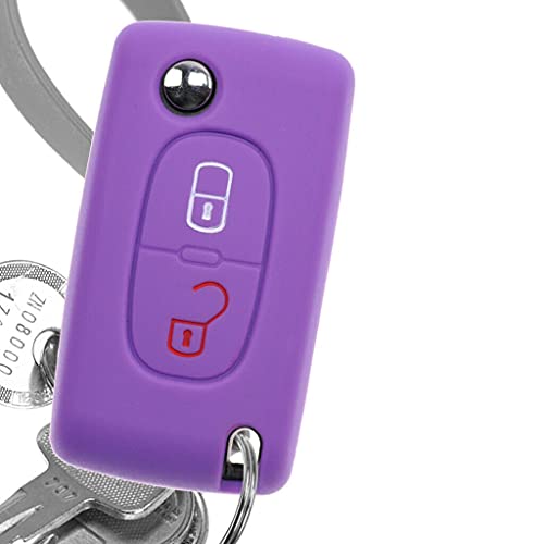 Key Soft Case Cover Funda Protectora Llave del Coche Citroen Berlingo C2 C3 Peugeot 207 307 308 Llave Plegable/Color: Púrpura
