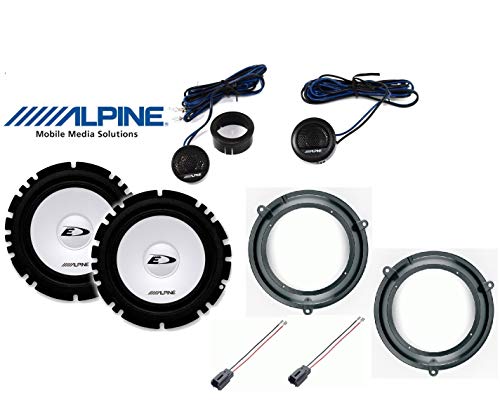 Kit de 4 altavoces para Fiat Panda de 2003 a 2012 con adaptadores y soportes para altavoces Alpine predisposición delantera