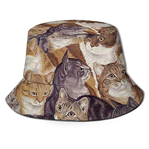 Lawenp Sombrero de Cubo Plegable para Hombre Gatos empaquetados Verano Transpirable Pesca Sombrero de Sol Caza Sombrero Boonie para Mujeres Hombres