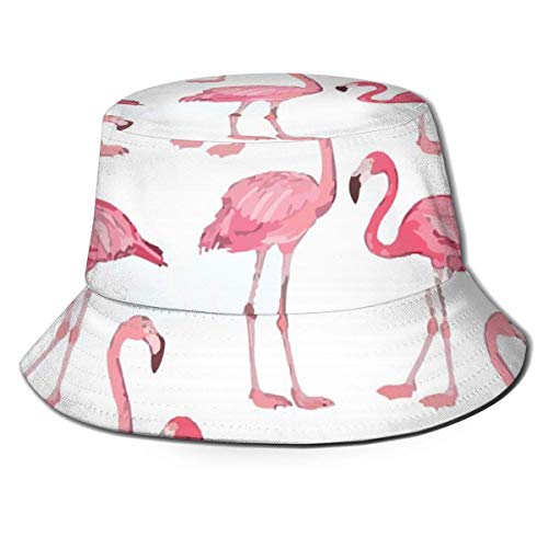 Lawenp Sombrero de Cubo Plegable para Hombre Pinke Flamingos Summer Transpirable Sombrero de Pescador para el Sol Sombrero de Caza Boonie Hat para Mujeres Hombres