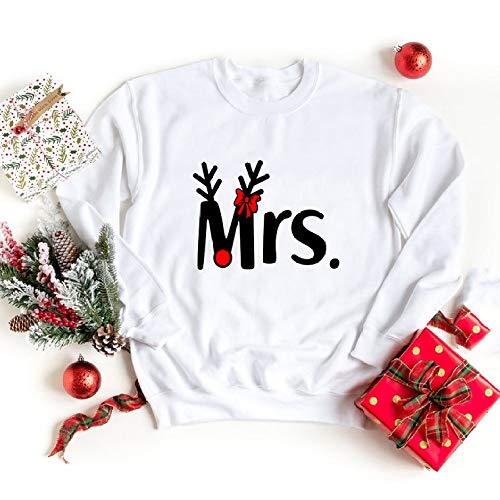 LIUYUNN Pareja Christmas Sweater Feliz Navidad Marido Y Esposa Pareja Pullover Lovely Couples Pullover Mr and Mrs Pareja Christmas Sweatshirt, C677, Uswwh, L