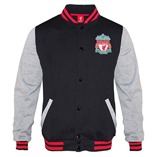 Liverpool FC Chaqueta de béisbol oficial de fútbol retro de color negro para hombre , hombre, negro, Medium