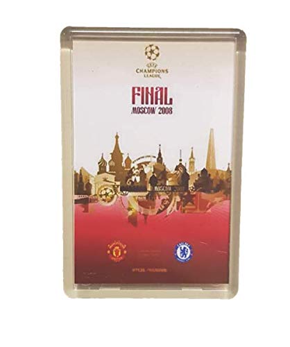 Manchester United vs Chelsea 2008 - Imán para nevera con el programa final de la Copa de Europa, diseño del Manchester United Football Club Manchester United vs Chelsea 2008 - Imán para nevera con el programa final de la Copa de Europa, diseño del Manchester United Football Club