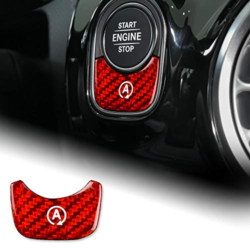 NEFELI Etiqueta engomada de la cubierta del botón del arranque del motor del coche de fibra de carbono para Mercedes Clase A W177 B CLASS W247 GLB X247 CLA AMG (rojo)
