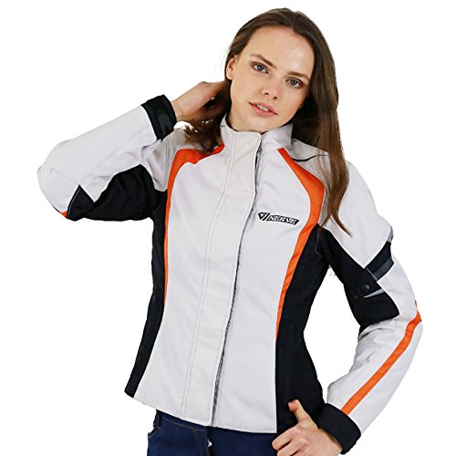 Nerve Artemis Chaqueta de Moto para Mujer, Blanco/Negro, 40