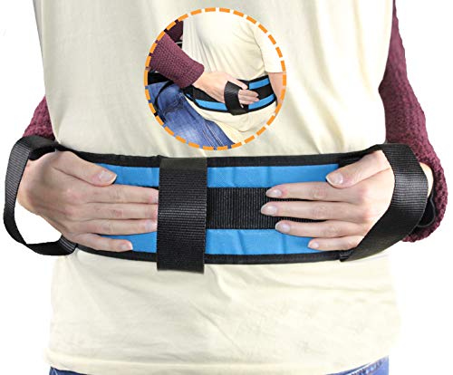 OrtoPrime Cinturón de Transferencia Adultos - Eslinga Lumbar de Transferencia - Cinturón de Seguridad para Ancianos con 4 Asas - Ayuda para Levantarse de Cama Pacientes y Cuidadores
