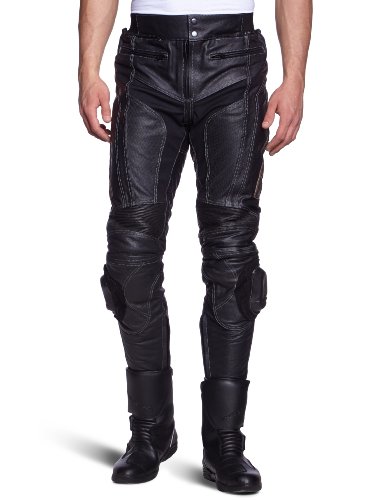 Protectwear Motocicleta - Pantalones de cuero negro WMT-401 Tamaño 50 / M