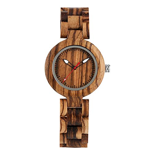 Reloj de madera de cuarzo clásico correa de madera con cierre plegable con relojes de seguridad