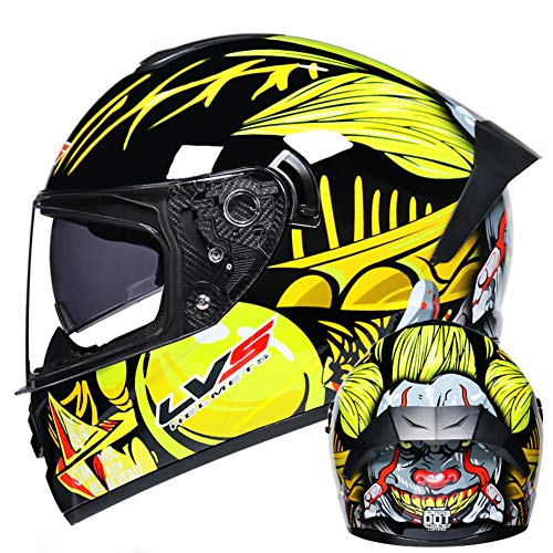 RTGE Casco Integral de Motocicleta con Doble Lente Casco Protector para Adulto Viajes a la Ciudad y Deportes de Carreras de Motos de Carretera Unisex, certificación Dot (6 Estilos),C,57~58cm M RTGE Casco Integral de Motocicleta con Doble Lente Casco Protector para Adulto Viajes a la Ciudad y Deportes de Carreras de Motos de Carretera Unisex, certificación Dot (6 Estilos),C,57~58cm M