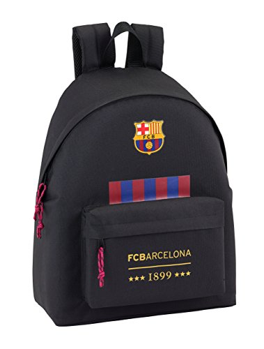 Safta FC Barcelona Oficial Mochila juvenil Day Pack Liso 330x150x420mm, Negro