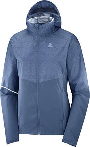 Salomon AGILE FZ HOODIE W Chaqueta cortavientos, Azul (Dark Denim), Talla L para Mujer