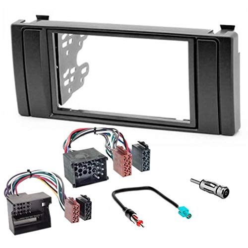Sound-way Kit Montaje Autoradio, Marco 2 DIN Radio para Coche, Soportes de Montaje, Cable Adaptador Conector ISO, Adaptador Antena, compatible con BMW Serie 5, BMW X5 Sound-way Kit Montaje Autoradio, Marco 2 DIN Radio para Coche, Soportes de Montaje, Cable Adaptador Conector ISO, Adaptador Antena, compatible con BMW Serie 5, BMW X5