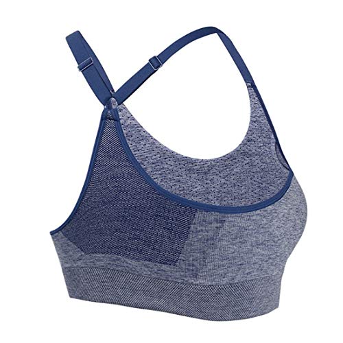 SP Sports de exterior en el interior para mujer, ropa interior estereotipada, fitness, carreras antigolpes, chaleco estilo largo de Yoga, con alfombra de pecho, material elastano. azul M