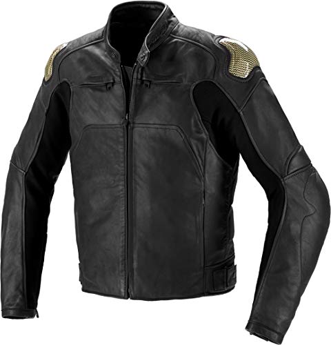 Spidi Rebel - Chaqueta de piel para moto, color negro, talla 48