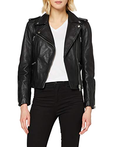 Superdry LS Essentials Biker Chaqueta, Negro (Black 02a), XL para Mujer