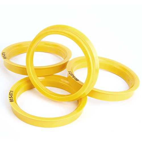 SurePromise One Stop Solution for Sourcing Kit de 4pcs Anillo centrador 66,6 al 57,1 mm para Llanta para Audi Mercedes VW Seat Skoda Color Amarillo